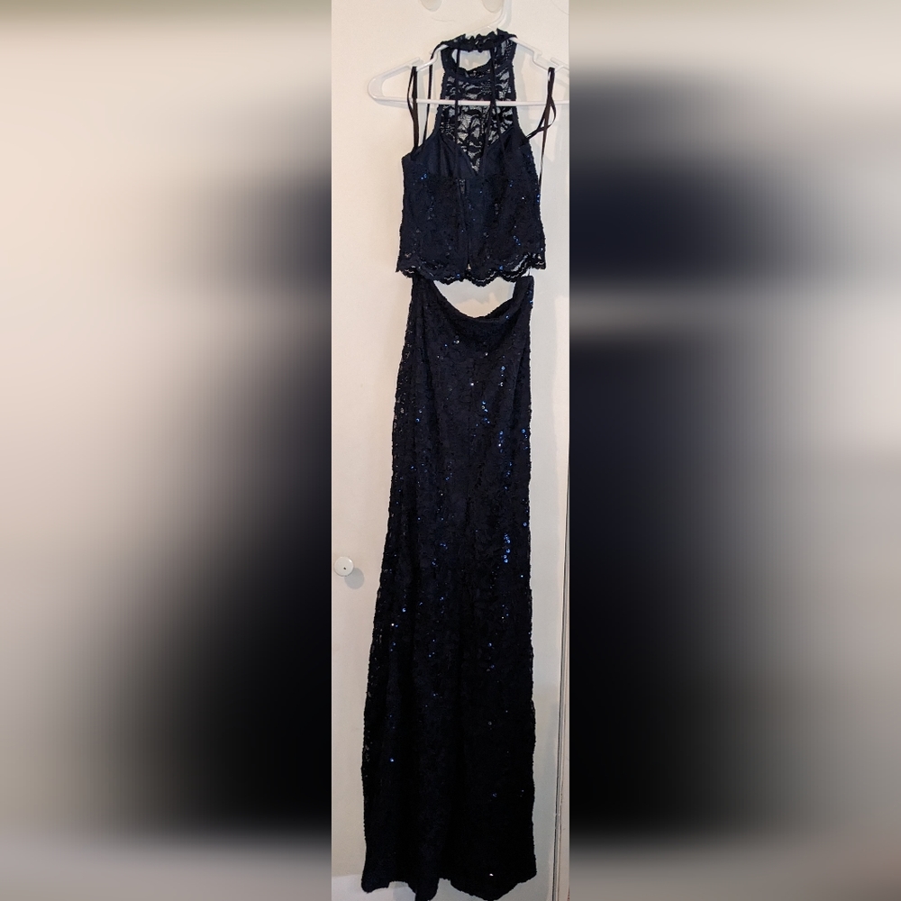 Two piece set evening/Prom navy dress size 3/4 - Picture 5 of 12